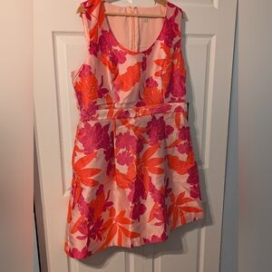 Floral Pink and Orange Sleeveless Dress